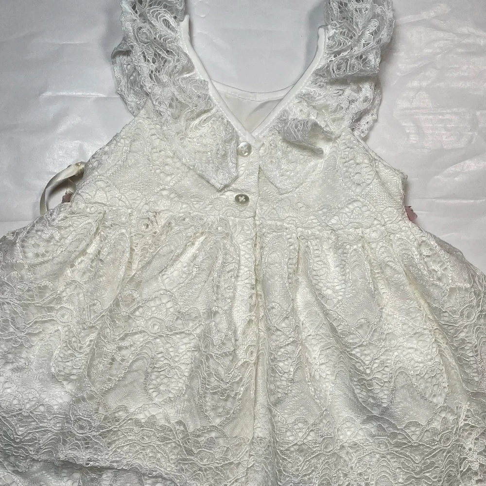 Laura Ashley London Baby Girl's White Floral Lace Ball Gown Dress 12m Easter